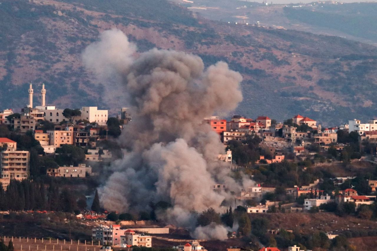 Smoke rises following an Israeli airstrike that targeted the southern Lebanese village of Khiam on Wednesday.