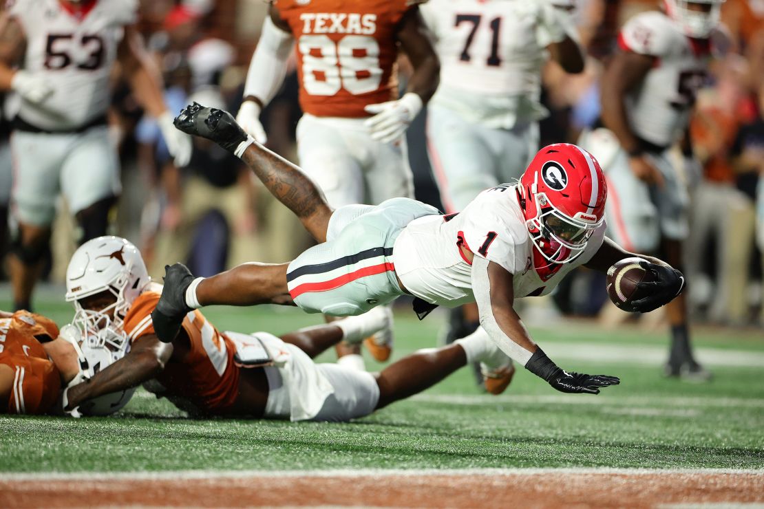 Bulldogs running back Trevor Etienne ran for three touchdowns during the game.