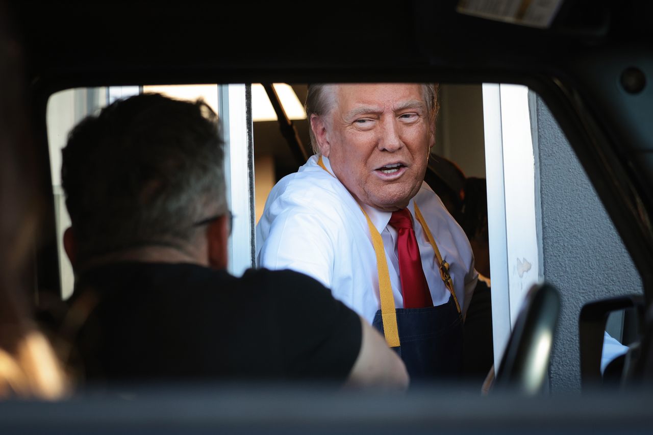 Trump works the drive-thru window.