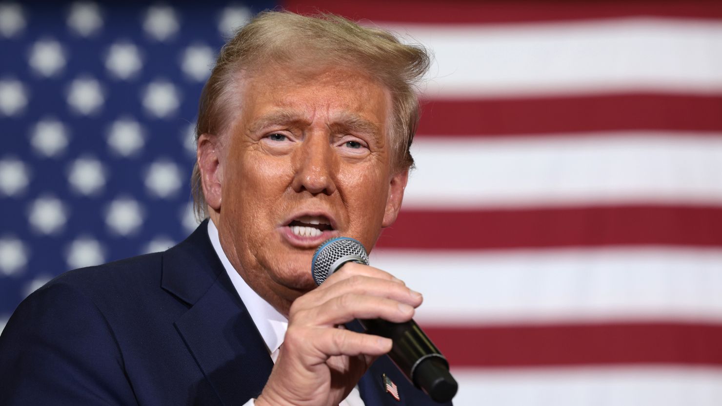 Former President Donald Trump speaks during a town hall in Lancaster, Pennsylvania, on October 20, 2024.