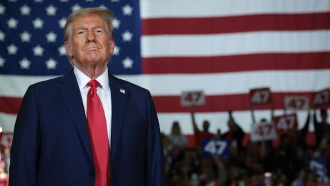 LANCASTER, PENNSYLVANIA - OCTOBER 20: Republican presidential nominee, former U.S. President Donald Trump, arrives on stage during a town hall campaign event at the Lancaster County Convention Center on October 20, 2024 in Lancaster, Pennsylvania. Trump is campaigning the entire day in the state of Pennsylvania. Trump and Democratic presidential nominee Vice President Kamala Harris continue to campaign in battleground swing states ahead of the November 5 election.  (Photo by Win McNamee/Getty Images)