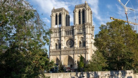 This photograph taken on October 24, 2024, shows a view of the Notre-Dame de Paris Cathedral. On October 24, 2024, the diocese reiterated the principle of "free admission to churches and cathedrals", defended by the Catholic Church in France, following Culture Minister Rachida Dati's proposal to charge tourists admission to Notre-Dame de Paris.