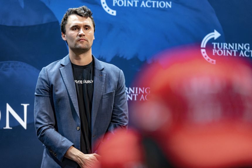 Charlie Kirk speaks during a meeting on the campus of the University of Arizona in Tucson on October 17, 2024.