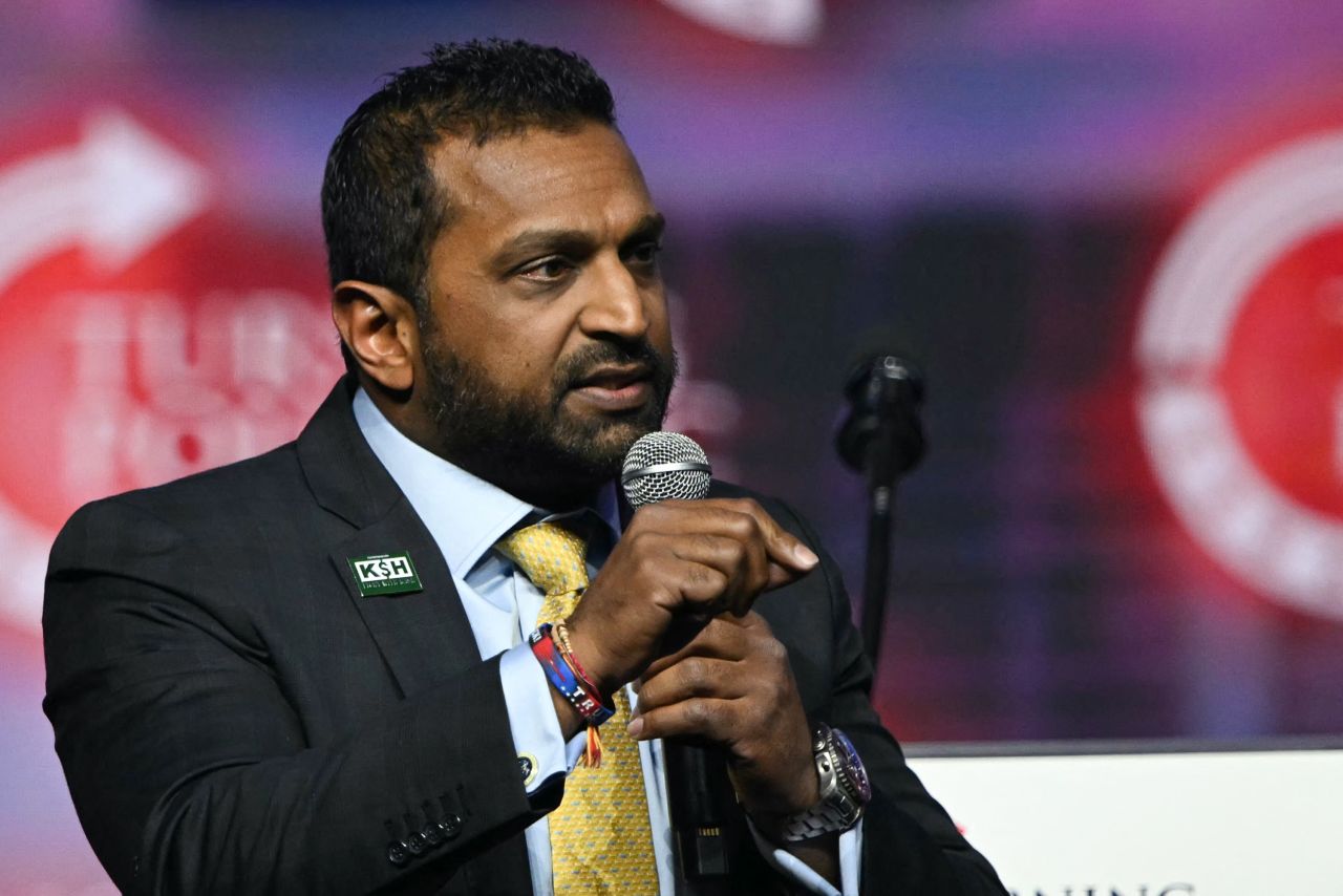 Kash Patel speaks during a Turning Point Action 'United for Change' campaign rally for Donald Trump in Las Vegas, on October 24.