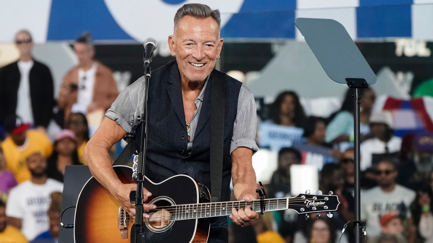 Bruce Springsteen performing at a campaign event for former US Vice President Kamala Harris in Georgia in October.