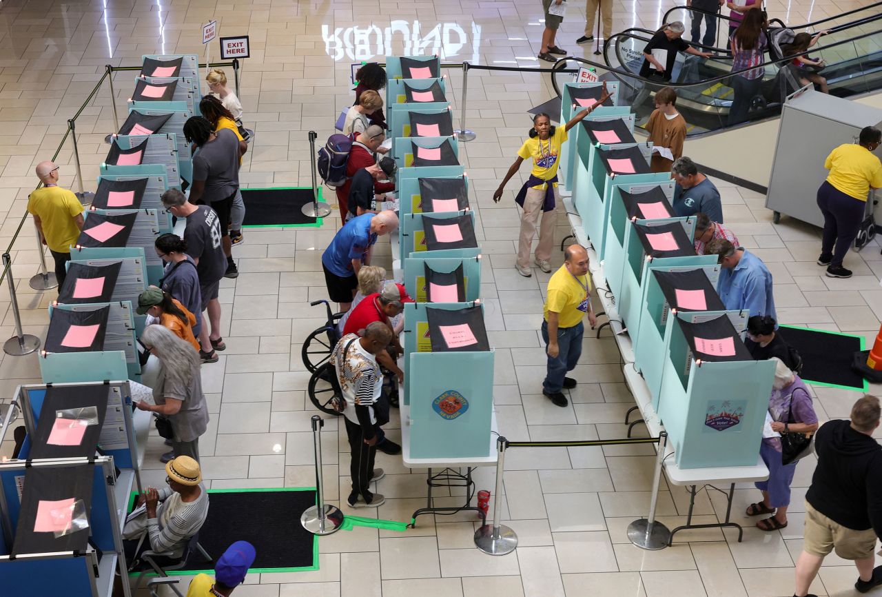 Voters cast their ballots in Las Vegas on October 21.