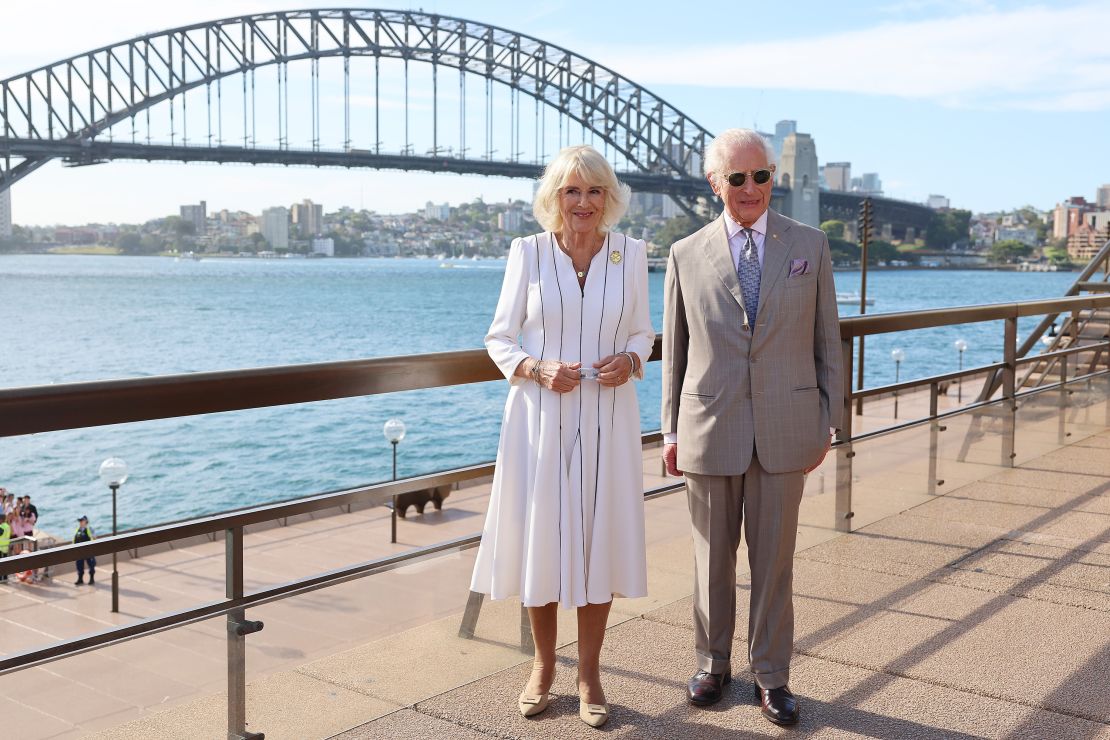 King Charles and Queen Camilla pose at the Sydney Opera House during their 10-day trip to Australia and Samoa in October.