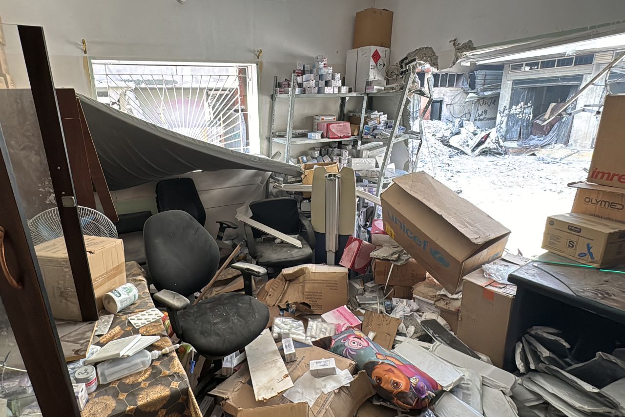 Damage is seen at the Kamal Adwan Hospital in Beit Lahia, Gaza on October 26.