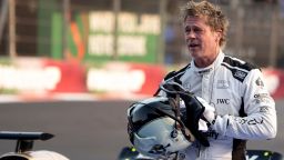 US actor Brad Pitt performs during the recording of a scene for his new film "F1" directed by Joseph Kosinski during the Formula One Mexico City Grand Prix at the Hermanos Rodriguez racetrack in Mexico City on October 26, 2024. (Photo by LEXIE HARRISON-CRIPPS / AFP) (Photo by LEXIE HARRISON-CRIPPS/AFP via Getty Images)