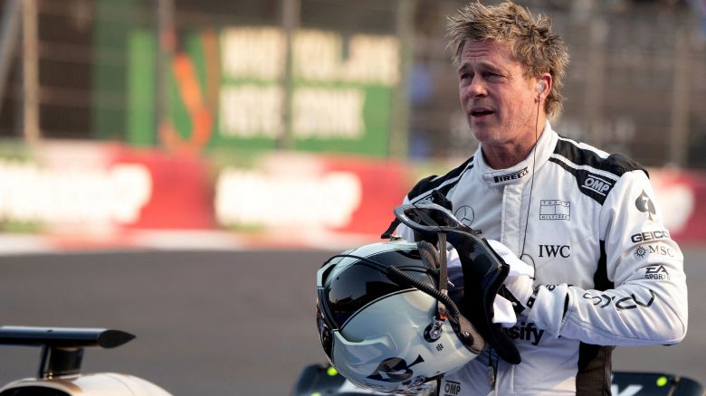 US actor Brad Pitt performs during the recording of a scene for his new film "F1" directed by Joseph Kosinski during the Formula One Mexico City Grand Prix at the Hermanos Rodriguez racetrack in Mexico City on October 26, 2024. (Photo by LEXIE HARRISON-CRIPPS / AFP) (Photo by LEXIE HARRISON-CRIPPS/AFP via Getty Images)
