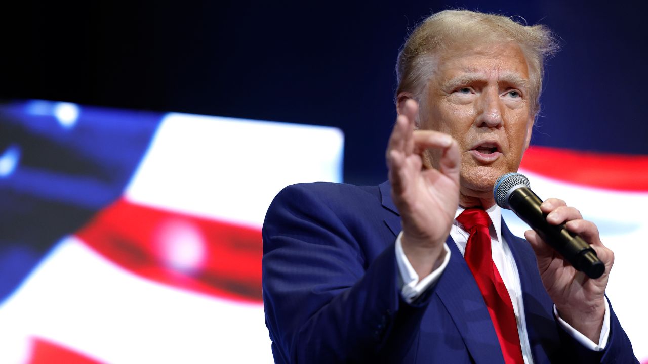 Republican presidential nominee, former U.S. President Donald Trump speaks during a roundtable with faith leaders at Christ Chapel on October 23, 2024 in Zebulon, Georgia. Trump is campaigning across Georgia today as he and Democratic presidential nominee, U.S. Vice President Kamala Harris attempt to win over swing state voters.