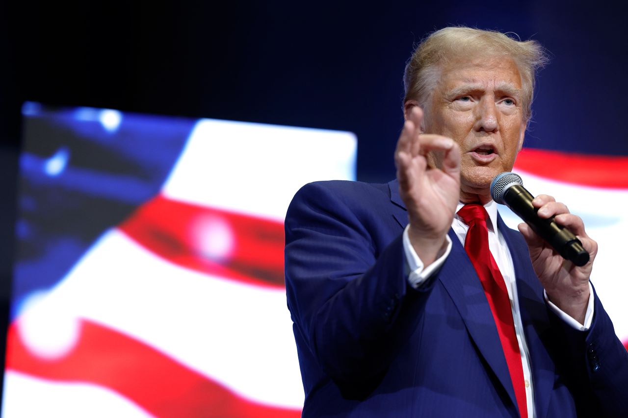 Former President Donald Trump speaks in Zebulon, Georgia on October 23.