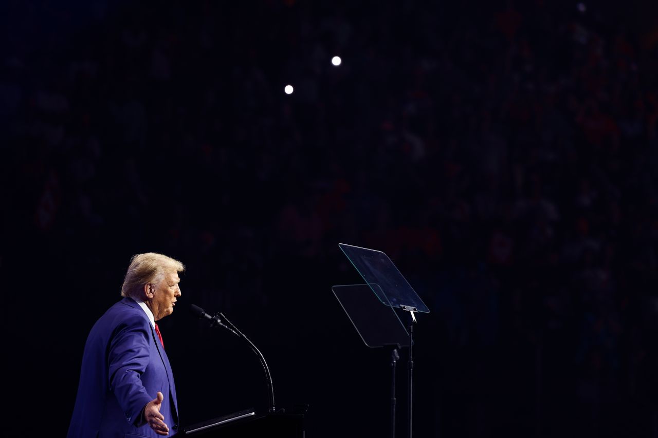 Former President Donald Trump speaks during a campaign rally in Duluth, Georgia, on Wednesday, October 23.