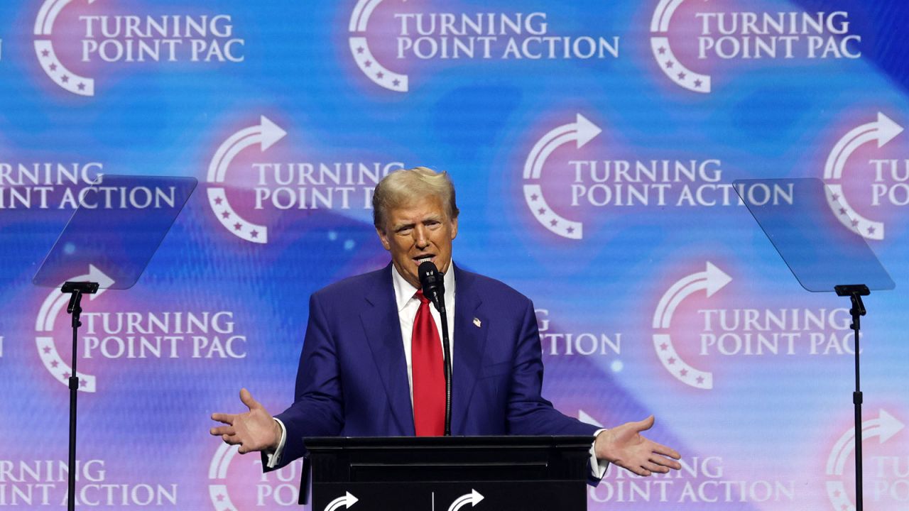 Former President Donald Trump speaks during a campaign rally on Wednesday, October 23, in Duluth, Georgia.