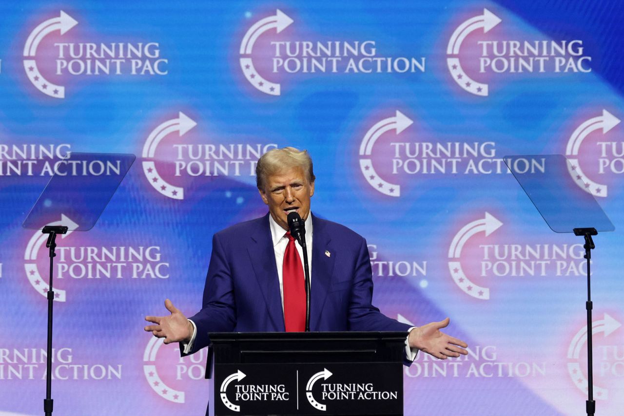 Former President Donald Trump speaks during a campaign rally on Wednesday, October 23, in Duluth, Georgia.