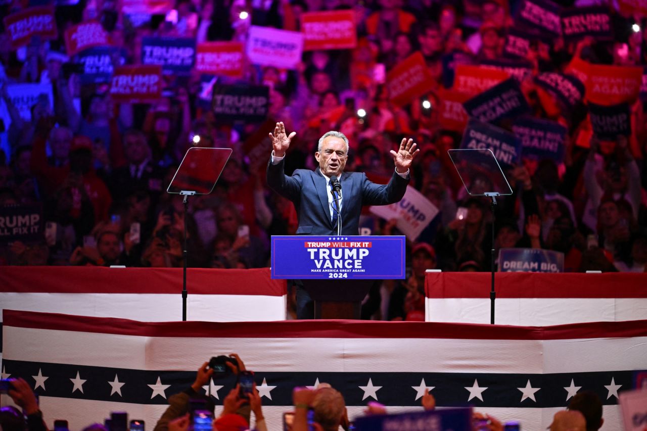 Robert F. Kennedy Jr. speaks during a campaign rally for former US President and Republican presidential candidate Donald Trump at Madison Square Garden in New York on October 27.