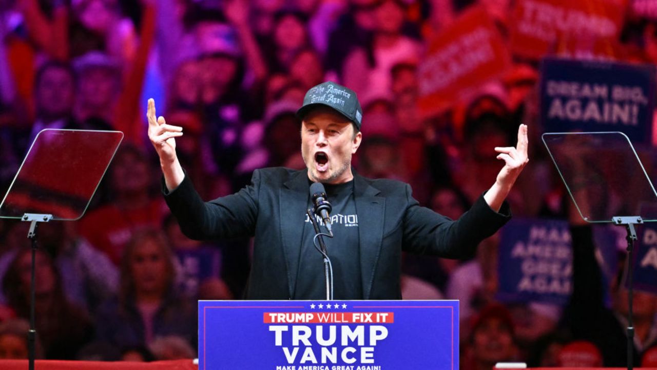 Tesla and SpaceX CEO Elon Musk speaks at a rally for former US President and Republican presidential candidate Donald Trump at Madison Square Garden in New York, October 27, 2024. (Photo by ANGELA WEISS / AFP) (Photo by ANGELA WEISS/AFP via Getty Images)