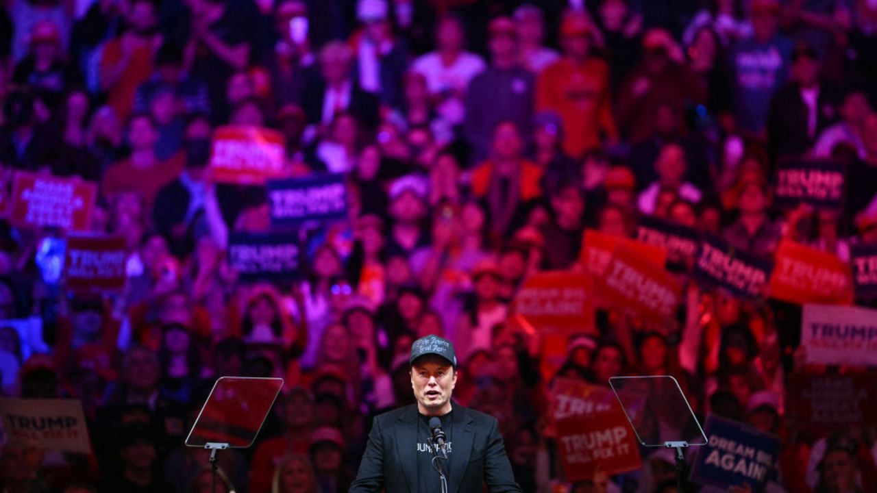 Tesla and SpaceX CEO Elon Musk speaks at a rally for former US President and Republican presidential candidate Donald Trump at Madison Square Garden in New York, October 27, 2024. (Photo by ANGELA WEISS / AFP) (Photo by ANGELA WEISS/AFP via Getty Images)