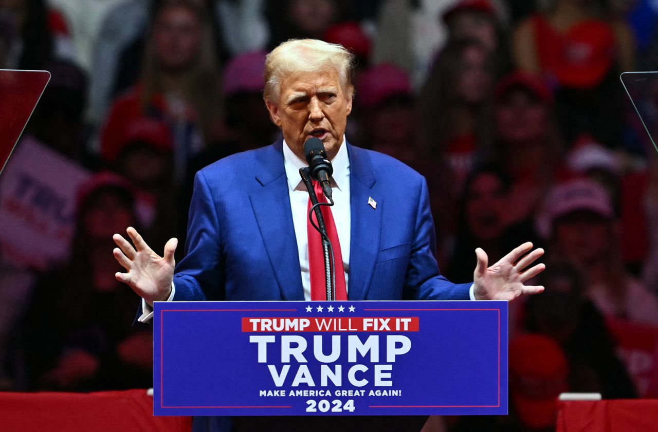 Donald Trump speaks during a campaign rally at Madison Square Garden in New York, October 27.