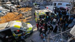 Medics evacuate patients from the Kamal Adwan Hospital in Beit Lahia in northern Gaza on October 28, 2024.