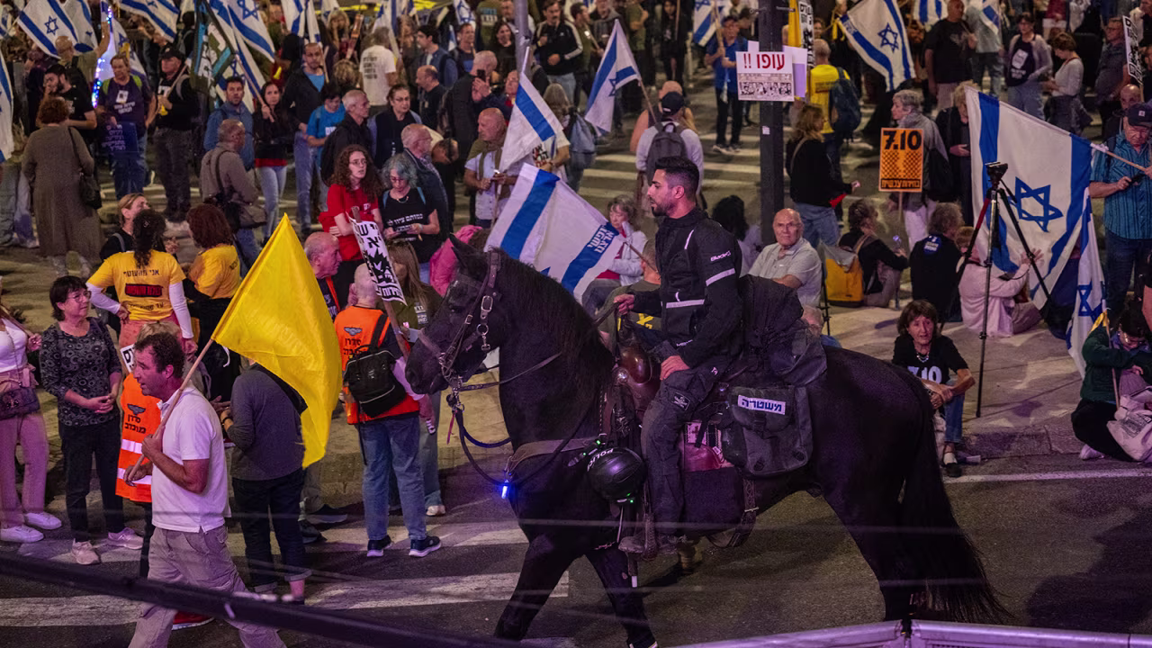 Hundreds of people gathered near the Israeli parliament to demand a ceasefire in Gaza and a hostage swap deal, in West Jerusalem on Monday.