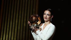 Barcelona's Spansih midfielder Aitana Bonmati receives the Woman Ballon d'Or award during the 2024 Ballon d'Or France Football award ceremony at the Theatre du Chatelet in Paris on October 28, 2024. (Photo by FRANCK FIFE / AFP) (Photo by FRANCK FIFE/AFP via Getty Images)