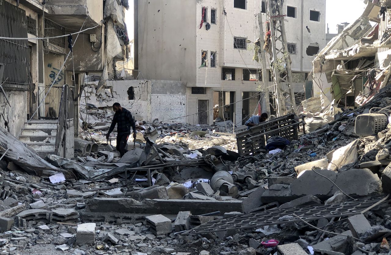 The destruction after the Israeli army attack on the five-story building in Beit Lahiya, Gaza on October 29.