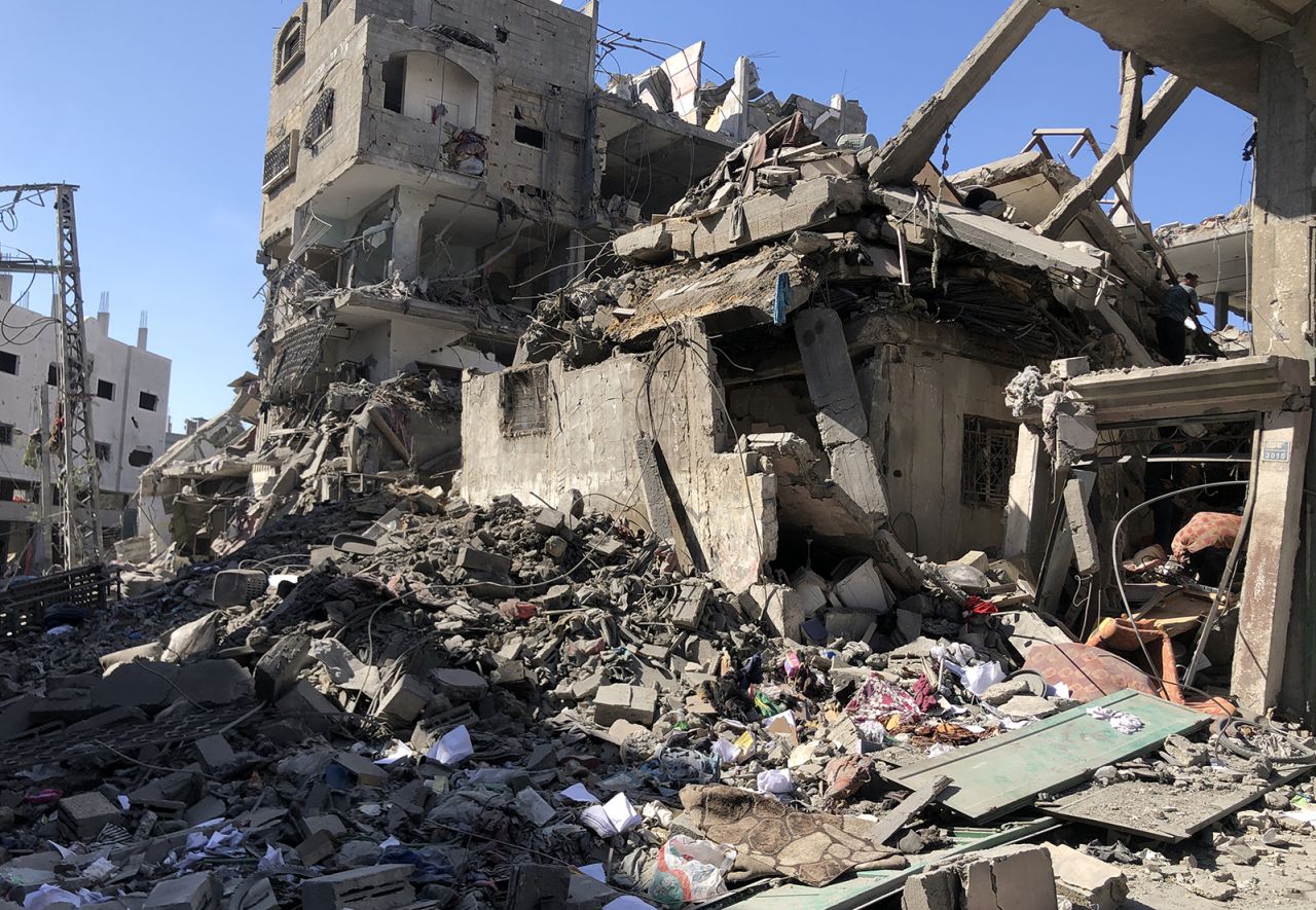 A general view of the destruction after the Israeli army attack on the 5-storey building in Beit Lahiya, Gaza on October 29.