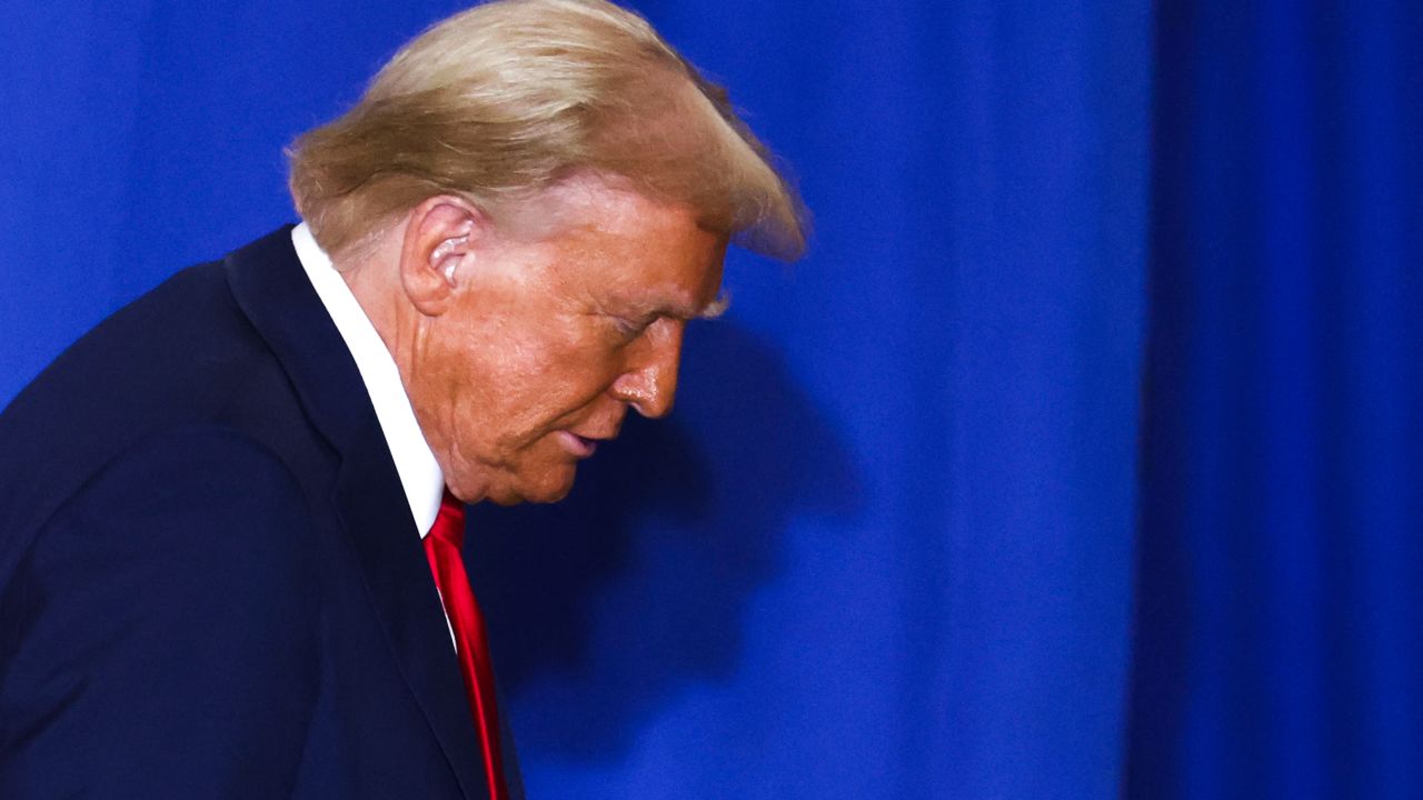 Former US President and Republican presidential candidate Donald Trump leaves the stage after taking part in a roundtable discussion hosted by Building America's Future in Drexel Hill, Pennsylvania, on October 29, 2024. (Photo by Charly TRIBALLEAU / AFP) (Photo by CHARLY TRIBALLEAU/AFP via Getty Images)