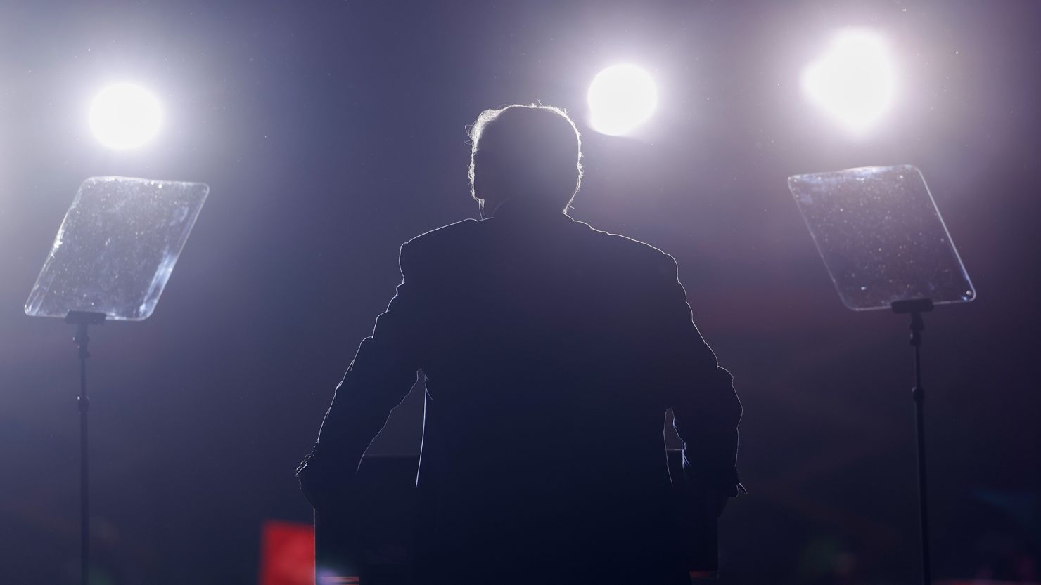 Former President Donald Trump speaks during a campaign rally on October 26, 2024 in Novi, Michigan.