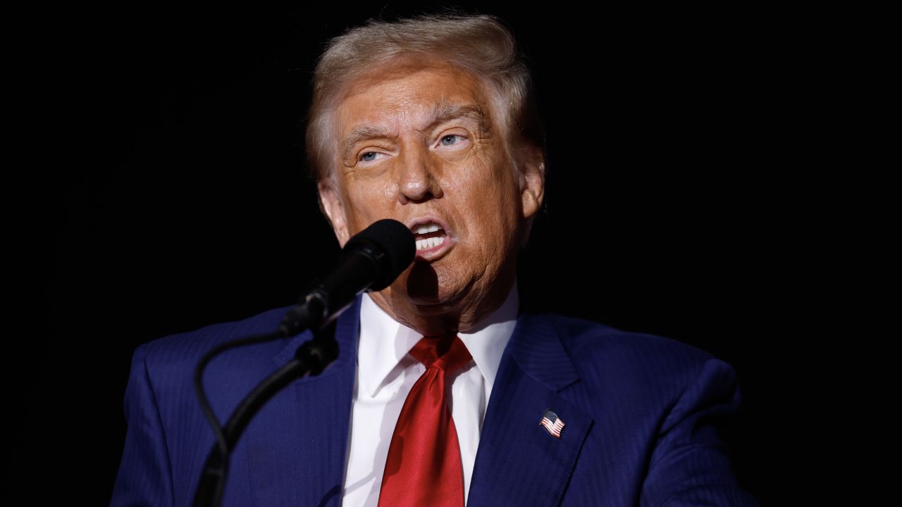 NOVI, MICHIGAN - OCTOBER 26: Republican presidential nominee, former U.S. President Donald Trump speaks during a campaign rally at Suburban Collection Showplace on October 26, 2024 in Novi, Michigan. Trump is scheduled to hold rallies in Michigan and Pennsylvania on Saturday before closing out the weekend with a rally on Sunday at New York’s Madison Square Garden. (Photo by Anna Moneymaker/Getty Images)