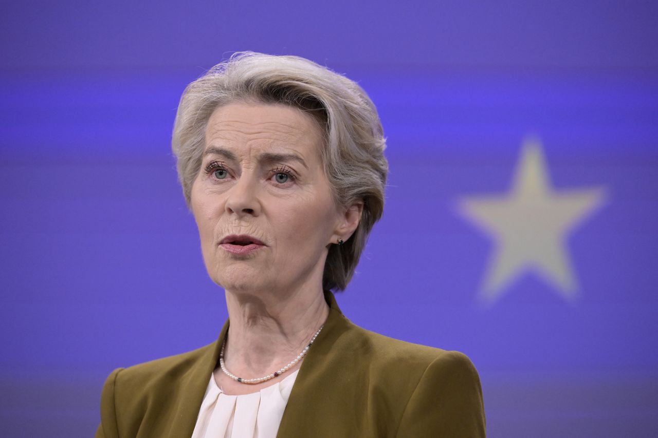 European Commission President Ursula von der Leyen attends a press conference in Brussels, Belgium, on October 30.