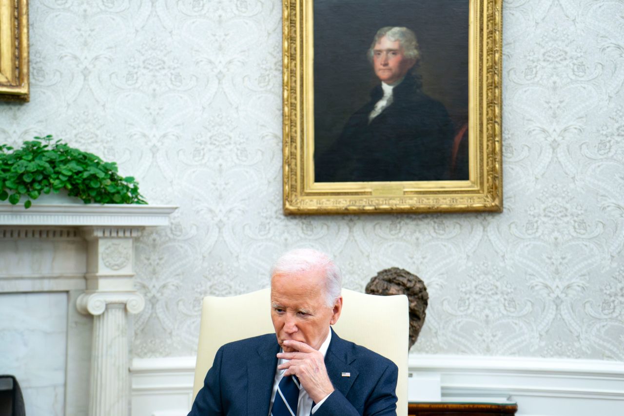 US President Joe Biden is seen during a meeting in the Oval Office of the White House in Washington, DC, on October 30.