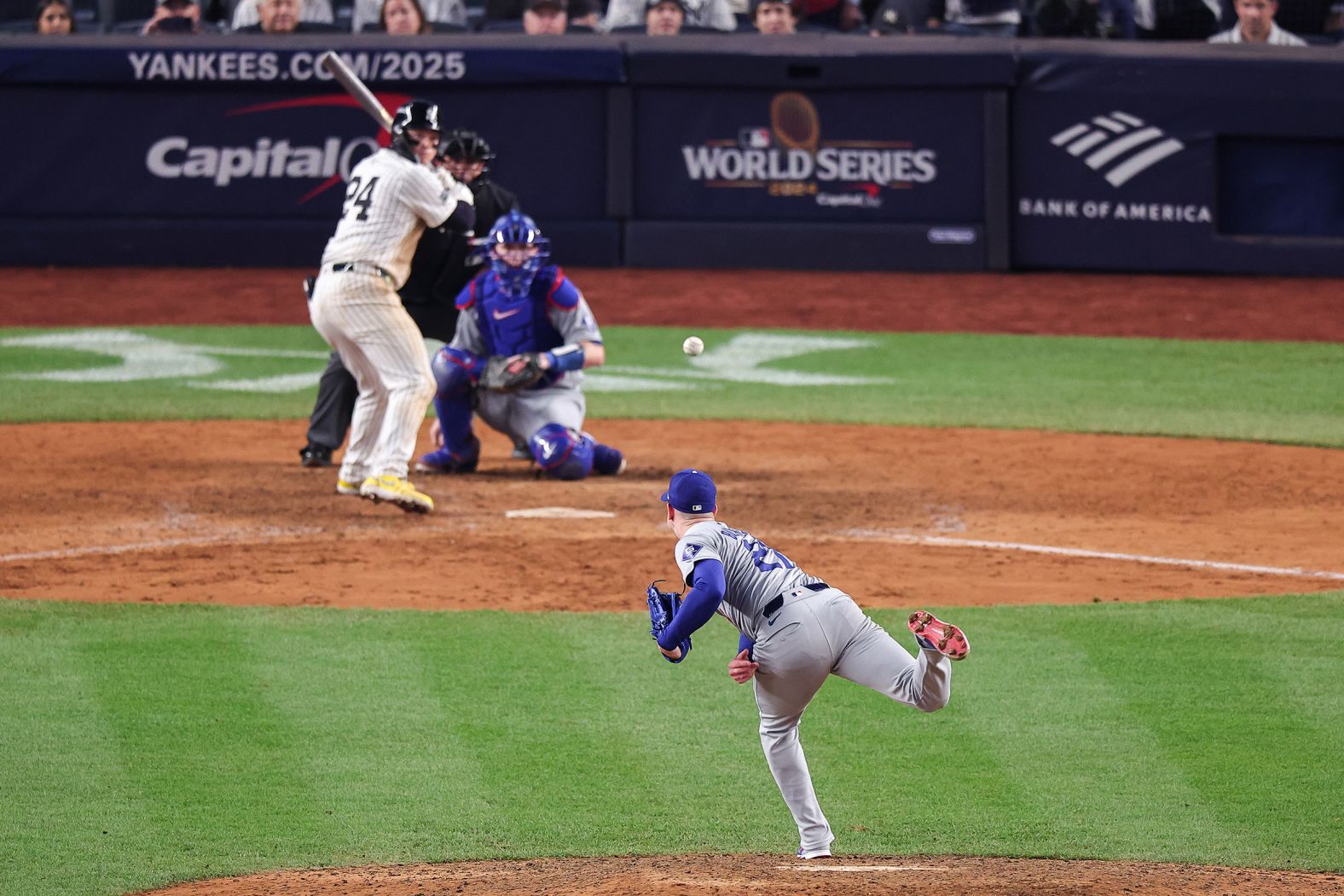 Dodgers pitcher Walker Buehler delivers the final strike of the series against Alex Verdugo. Buehler pitched a perfect ninth inning for the save.