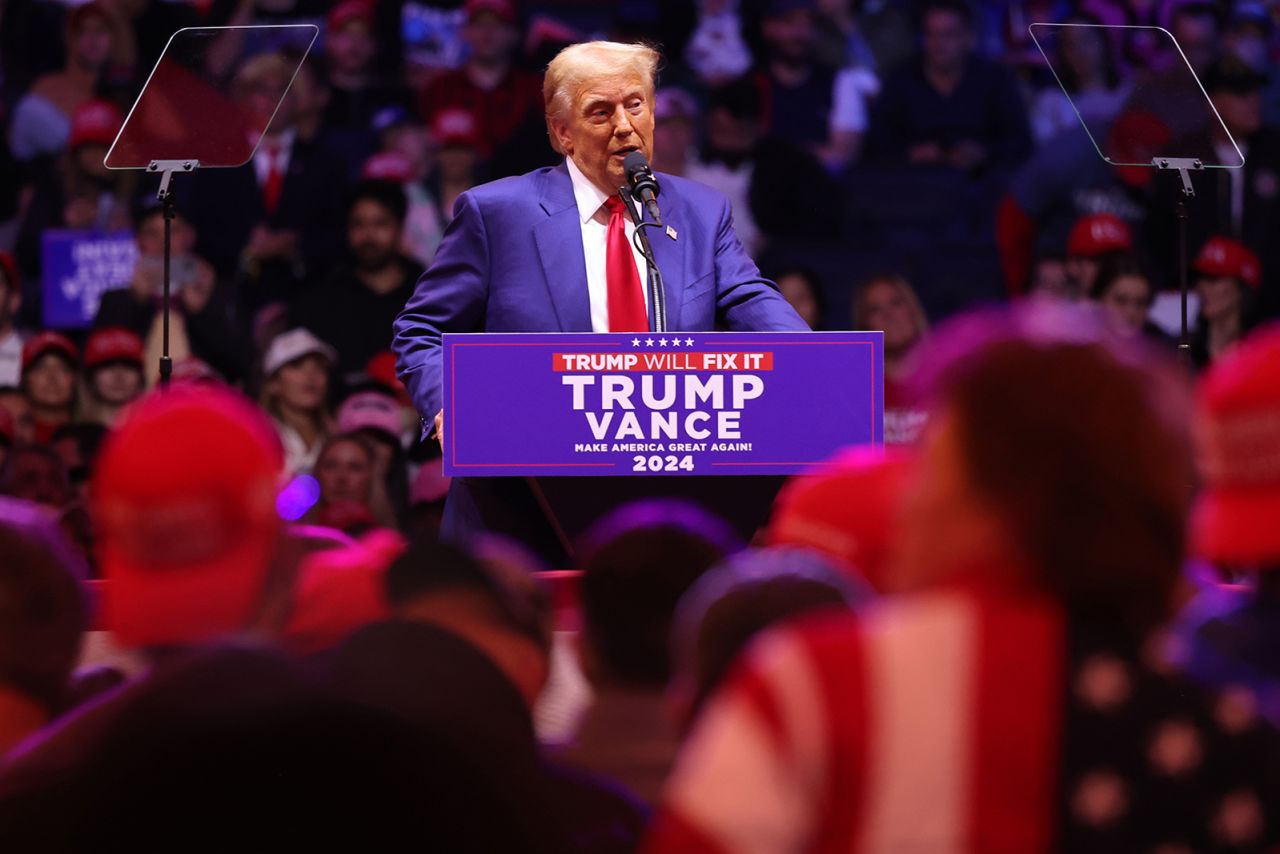 Republican presidential nominee Donald Trump speaks at a campaign rally at Madison Square Garden on October 27 in New York City.