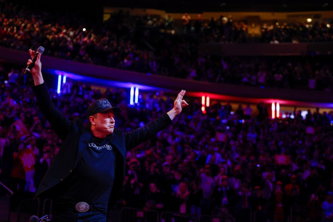 Elon Musk takes the stage during a campaign rally for Donald Trump at Madison Square Garden in New York City on October 27, 2024.