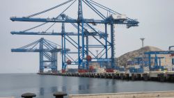 View of the Chancay "megaport" in the small town of Chancay, 78 kilometers north of the Peruvian capital Lima, on October 29, 2024. The port will be inaugurated on November 14, 2024, by Peruvian President Dina Boluarte and her Chinese counterpart, Xi Jinping, on the sidelines of the Asia-Pacific Economic Cooperation (APEC) summit in Lima. (Photo by Cris BOURONCLE / AFP) (Photo by CRIS BOURONCLE/AFP via Getty Images)