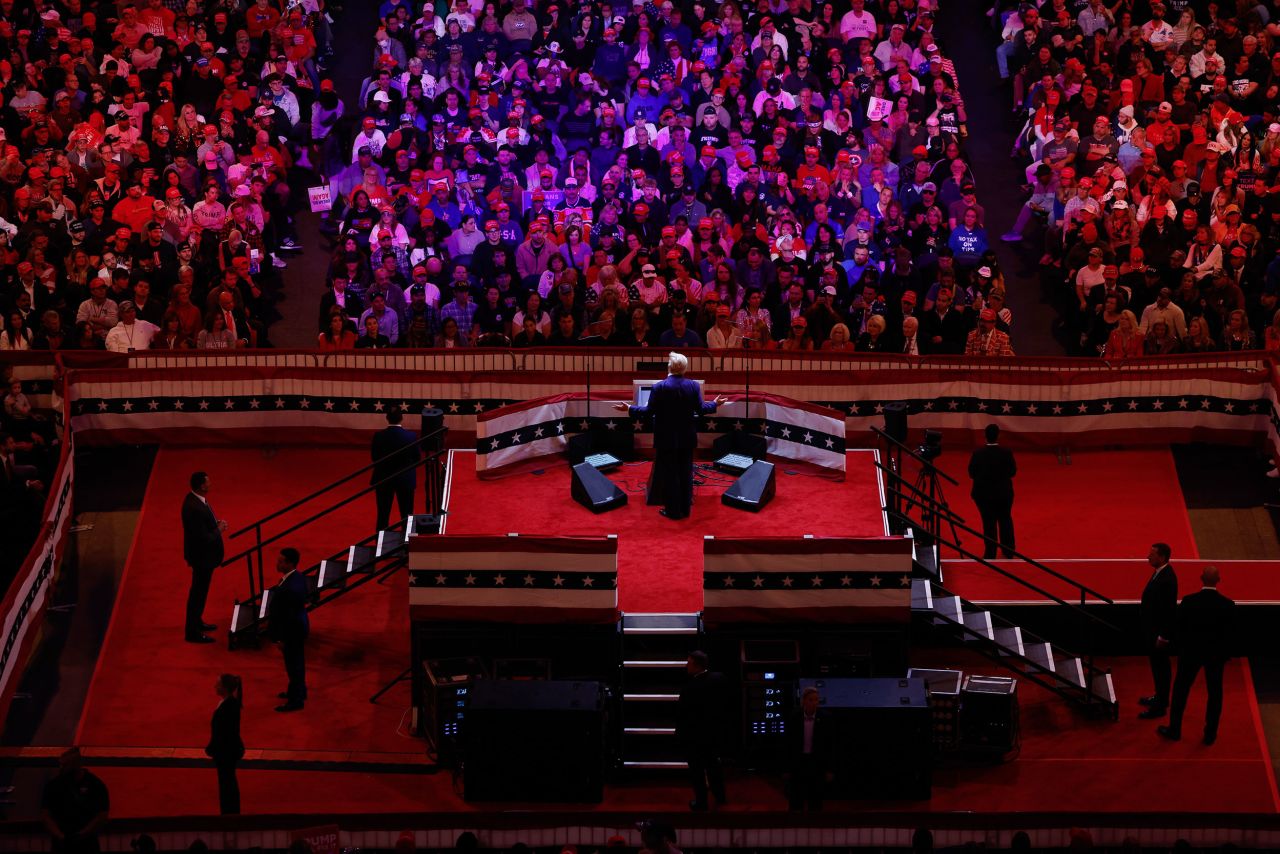 Former President Donald Trump speaks at a campaign rally at Madison Square Garden in New York on October 27.