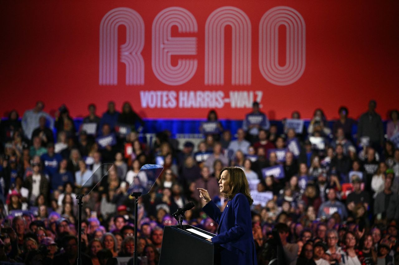 Vice President Kamala Harris speaks at a rally in Reno, Nevada, on October 31.