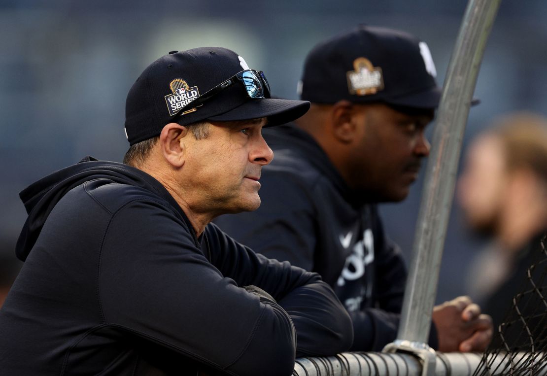 Boone watches in Game 3.