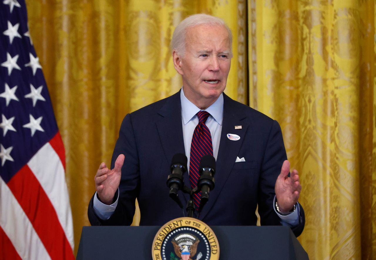 President Joe Biden delivers remarks at the White House in Washington, DC, on October 28.