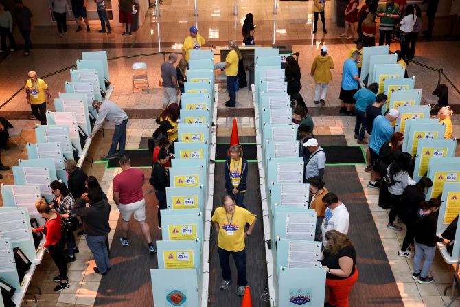 Voters mark their ballots inside a mall in Henderson, Nevada, on Friday. It was the last day of early voting in the state.