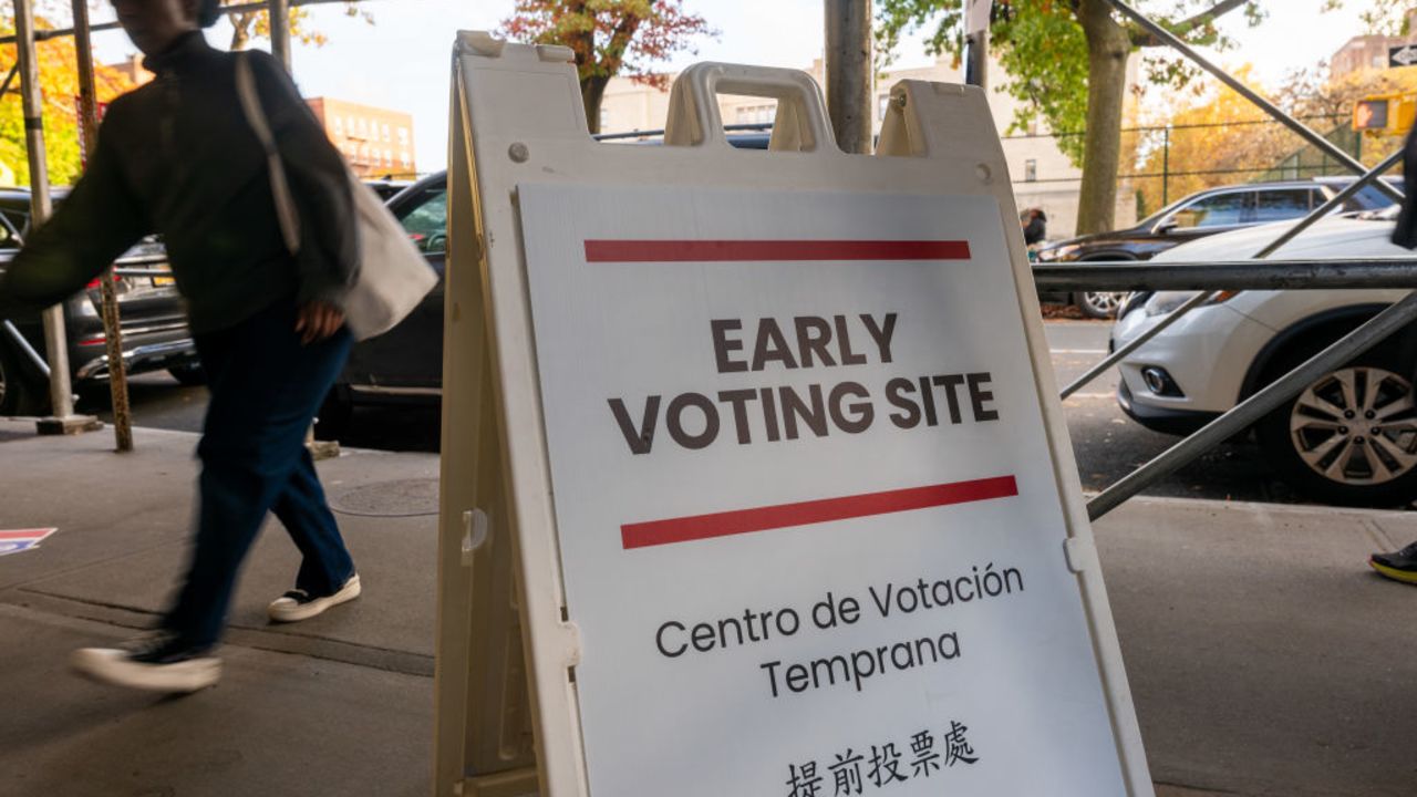 NEW YORK, NEW YORK - OCTOBER 29: New Yorkers participate in early voting at a polling site in Brooklyn on October 29, 2024 in New York City. As Election Day approaches on November 5th, millions of Americans are casting their ballots early at polling sites or drop boxes. (Photo by Spencer Platt/Getty Images)