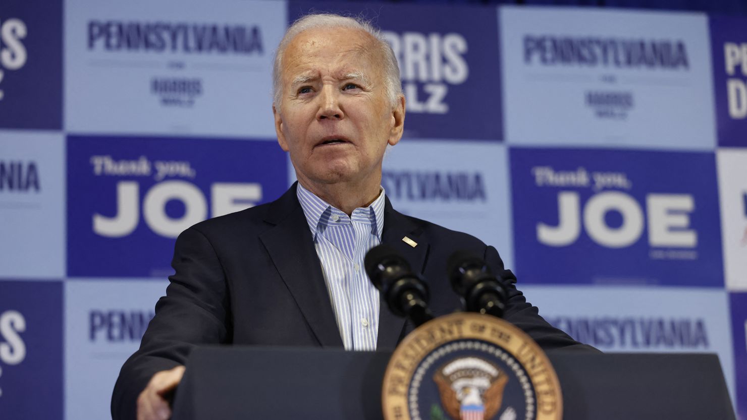 President Joe Biden speaks at an event in Scranton, Pennsylvania, on November 2.