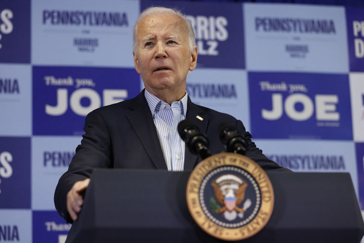 President Joe Biden speaks at an event in Scranton, Pennsylvania, on November 2.