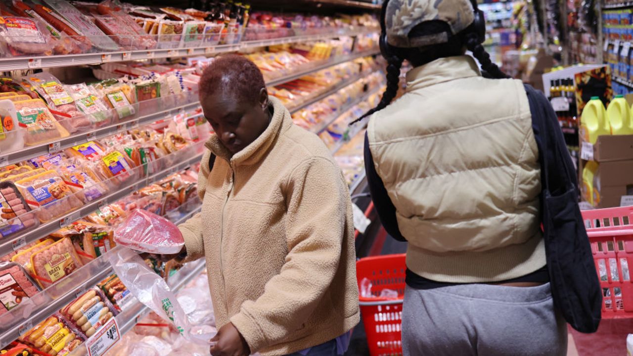 NEW YORK, NEW YORK - OCTOBER 30: People shop in a supermarket on October 30, 2024 in the Flatbush neighborhood of the Brooklyn borough in New York City. The Commerce Department released a report that showed gross domestic product (GDP) expanded at a 2.8 percent annual rate in the third quarter amid consumer spending growing at a rate of 3.7 percent, once adjusted for inflation. (Photo by Michael M. Santiago/Getty Images)