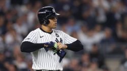 NEW YORK, NEW YORK - OCTOBER 30:  Juan Soto #22 of the New York Yankees walks during the first inning of Game Five of the 2024 World Series against the Los Angeles Dodgers at Yankee Stadium on October 30, 2024 in the Bronx borough of New York City. (Photo by Elsa/Getty Images)