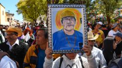 Members of the Congregation of the Diocese of San Cristobal and civil society demonstrate to demand justice and peace for the state of Chiapas, 15 days after the murder of Father Marcelo in San Cristobal de las Casas, Chiapas state, Mexico, on November 3, 2024. Father Marcelo Perez, 51, was shot dead on October 20 in the southern state of Chiapas, which has been shaken by escalating gang-related violence. (Photo by ISAAC GUZMAN / AFP) (Photo by ISAAC GUZMAN/AFP via Getty Images)