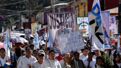 Members of the Congregation of the Diocese of San Cristobal and civil society demonstrate to demand justice and peace for the state of Chiapas, 15 days after the murder of Father Marcelo in San Cristobal de las Casas, Chiapas state, Mexico, on November 3, 2024. Father Marcelo Perez, 51, was shot dead on October 20 in the southern state of Chiapas, which has been shaken by escalating gang-related violence. (Photo by ISAAC GUZMAN / AFP) (Photo by ISAAC GUZMAN/AFP via Getty Images)