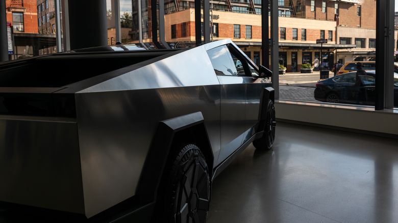 A Cybertruck at a Tesla dealership in New York.